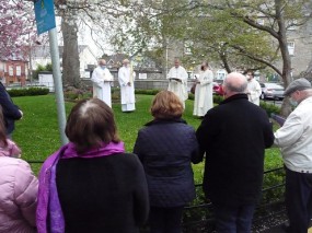 Lighting Pascal Candle at Easter Vigil Mass